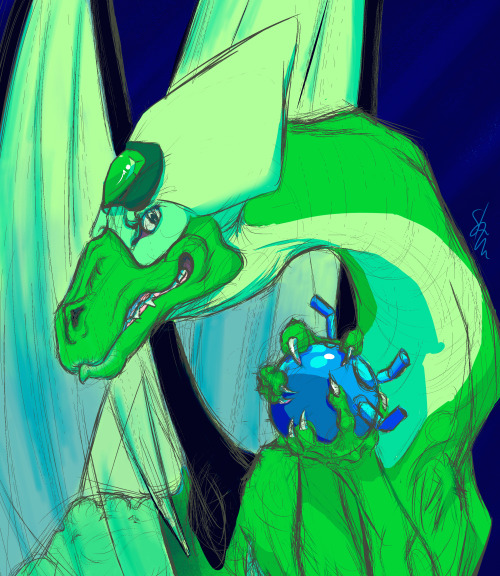 cinnamonroell:  Peridot from Steven Universe as a dragon.Who wouldn’t want to cradle that little marble orb babbie?