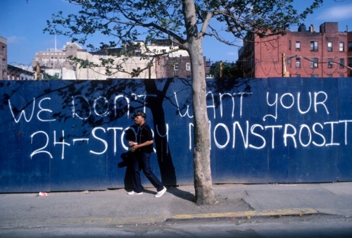 2othcentury:Anti-gentrification graffiti, New York, 1986 © Hank O'Neal