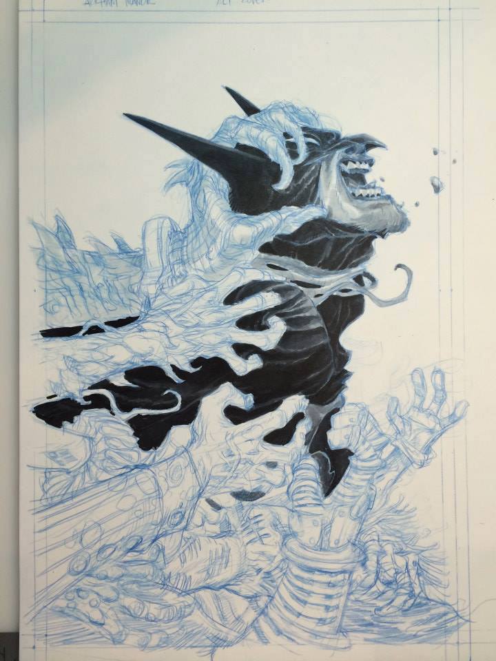 bear1na:  Batman: Arkham Manor #1 variant cover process by Eric Canete *