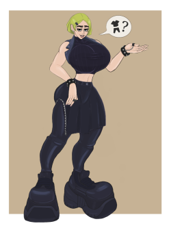 saltysopresa-blog:  Ofidia trying on another outfit.  Note: *her feet are way smaller than the oversized shoes she wears*  :v  Slowly crawling out of my art-block..