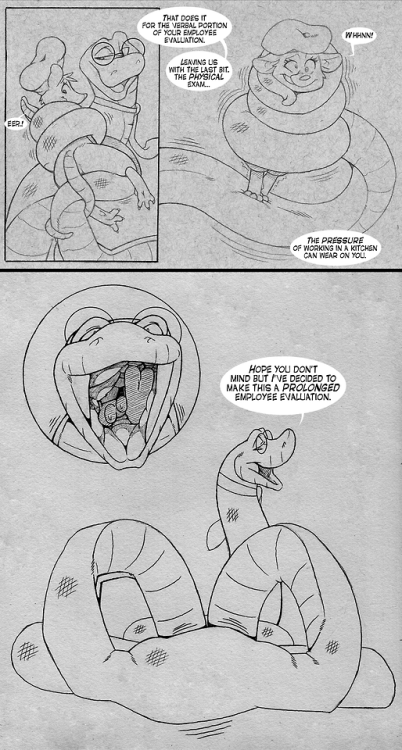 jajuka:  When you work for a snake sometimes the employee reviews can be.. involved.  