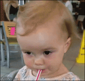 4gifs:Baby’s reaction to her first sip