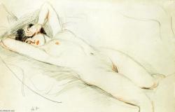 andrej33:  Nu couché [sleeping nude], crayon