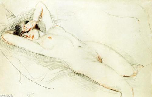 andrej33:  Nu couché [sleeping nude], crayon de Paul Cesar Helleu (1859-1927, France) 