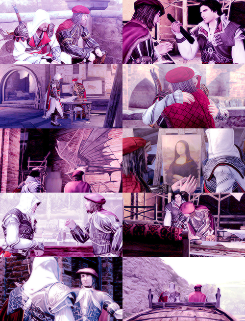 princeohberyn:Get To Know Me Meme → Favourite relationships [1/10] » Ezio and Leonardo“Should you fi