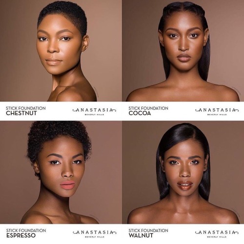 quitethefreak: goldenpaint: beautyfam: Anastastia Beverly Hills’ new foundation stick shades! 