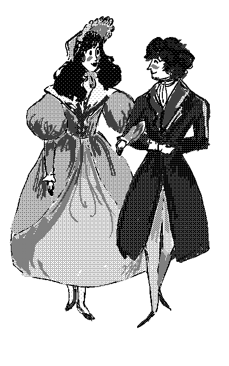 pilferingapples:vodogreyka:cosette and mariusAwww, look at them and their poofy 1830s clothes! :D I 