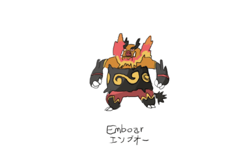 Drew Pokemon With My Left Hand, Emboar, Photoshop.