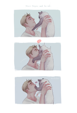 colnchen:  PTSD: The Soldier’s Diaries Steve Rogers and his cat｜Day 2  POSE 