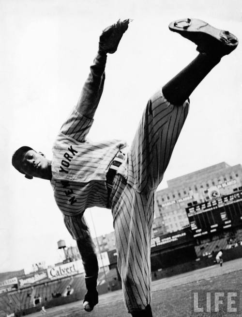 Satchel Paige stretches out.