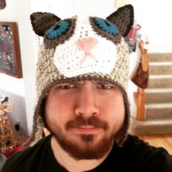 theycallmemiketaylor:  My mom made us Grumpy Hats!  I need this to match my grumpy cat and my grumpy cat pillow. I would wear it all the time