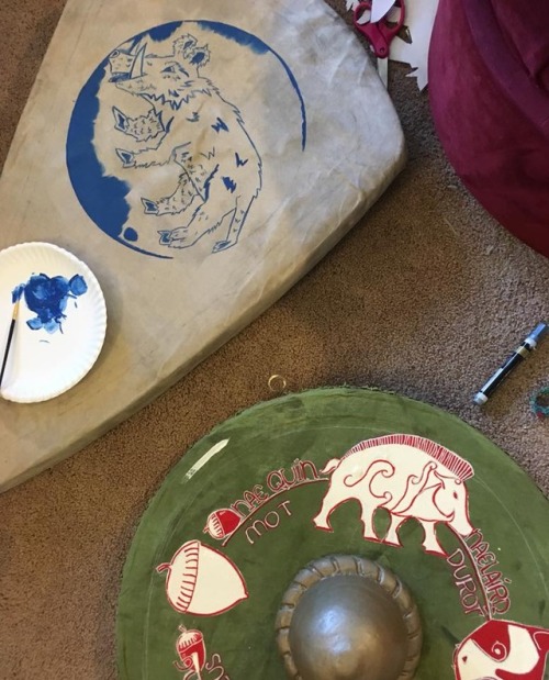 ilsa-of-drentha:Drentha South (aka, me, Alric, and Violet) spent Saturday painting shields, polishin