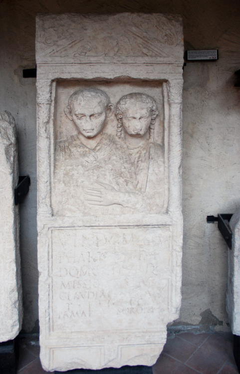 Funerary  stele of Virdomarus and his sister. From Solin, Dalmatia. I century AD. Marble. Museo Lapi