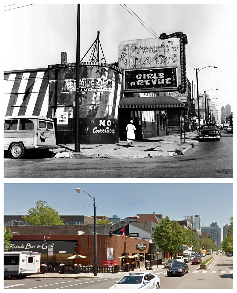 THEN And NOW..Vintage press photo (Top) dated from 1961 features a decidedly seedy