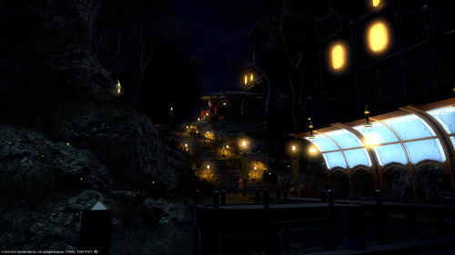 Continuing from my last post, here’s Old Gridania at night with my shader’s settings.