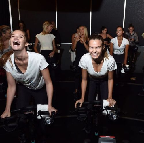 flywheelsports: Riding together for a good cause. Thank you @victoriassecret  for riding with us to 