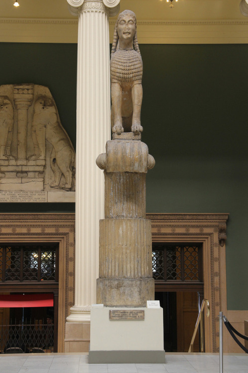 classicalmonuments:Sphinx of the NaxiansDelphi, Greece560 BCE12.5 M high total, Sphinx alone 2.2 MIo