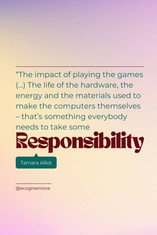 “The impact of playing the games, the life of the hardware, the energy and the materials used to mak
