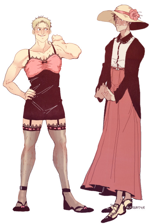 alyssaties:  HAPPY BIRTHDAY CALVIN!!!! i remember a million years ago you asked for these boys in dresses and so wELL……..I TRIED……….yEAH………… 