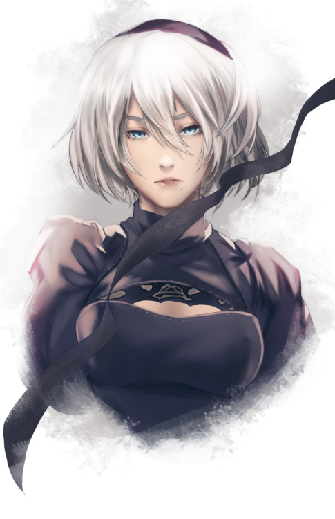 2B portrait illustration! Full res and sketches on the Paetreeon 