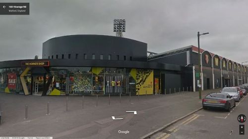 streetview-snapshots:Vicarage Road Stadium, Watford - home of Watford FC