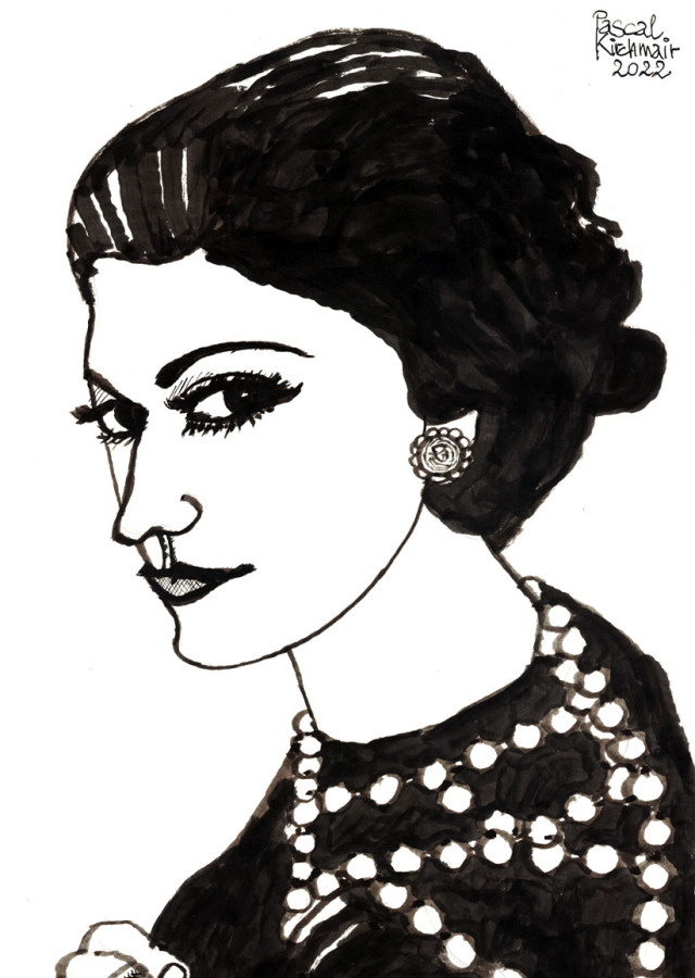 Coco Chanel, ink on paper, 21 x 29,7 cmココ・シャネル #coco chanel#coco#chanel#desenho#dibujo#drawing#ink drawing#disegno#dessin#ilustracion#ilustração#Illustration#illustrazione#illustratie#portret#portrait#porträt#retrato#ritratto#zeichnung#tuschezeichnung#pascal kirchmair#arte#art#kunst#mode#fashion#caricatura#caricature#cartoon