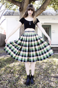 feathersboutiquevintage:           BAD PANDA arrowhead necklace �’s slink crop top ฬ SWestern star-studded belt า XS50’s silk shades of green skirt ๞ MBeetle booties ๞ sz 10 ½         