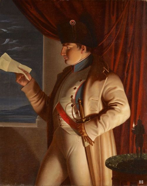 Porn photo Napoleon reading a letter by candle and moonlight.