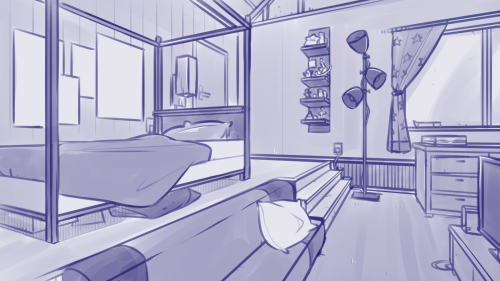 pmlylm:sketch for one of the backgrounds - Aden’s room!more details will probably be added later, li