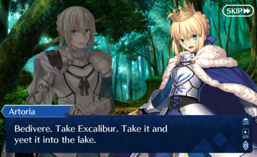 shinylesbianeevee:Alas, Sir Bedivere did not yeet Excalibur back into the lake; and King Arthur rema