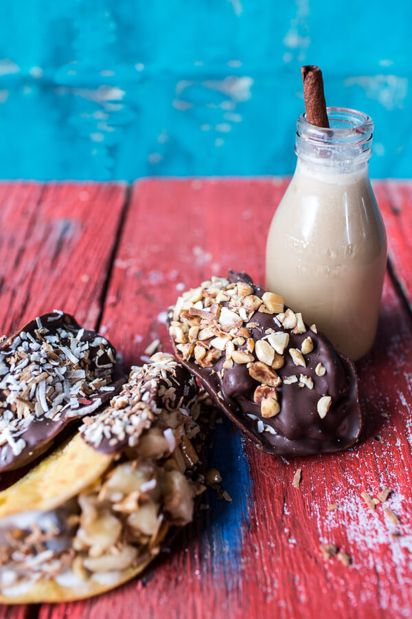 nom-food:  Tres leches coconut and chocolate fudge ice cream tacos with banana peanut