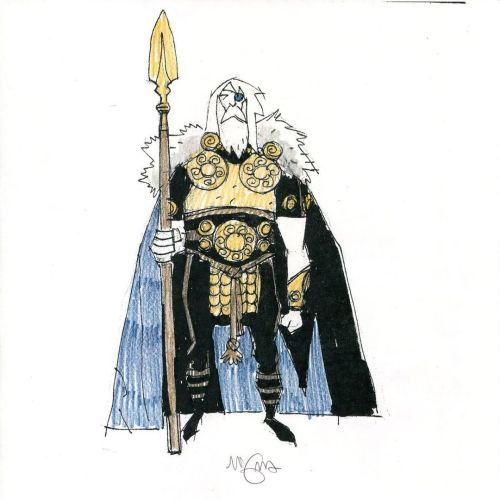 Odin concept art created by Mike Mignola @artofmm in the late ‘90s for a scrapped Thor animated seri