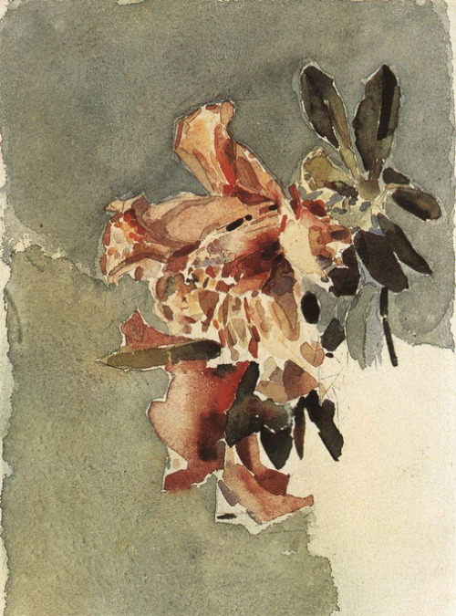 Red Azaleas, 1886, Mikhail VrubelMedium: watercolor,paper