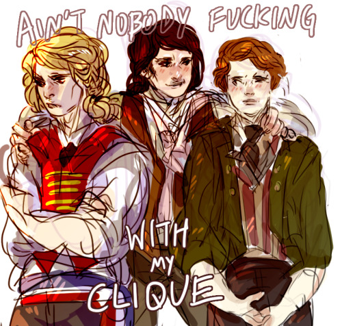 yosb:  enjolras, courfeyrac, & combeferre | yosb » "ain't nobody fresher than my muthafuckin clique" 