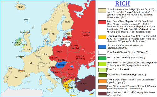 Etymology Map For The Word RICH.