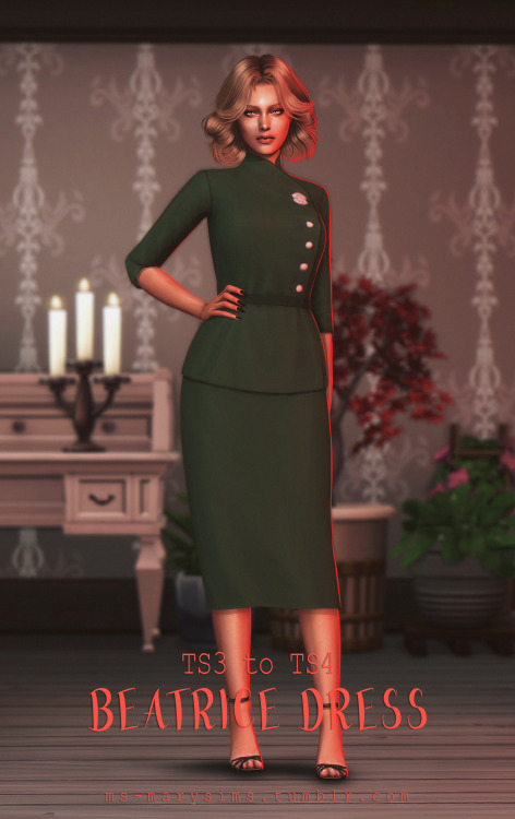 ms-marysims:Beatrice Dress+ ts3 to ts4+ 45 swatches+ all LODs+ shadow and normal maps included+ cust