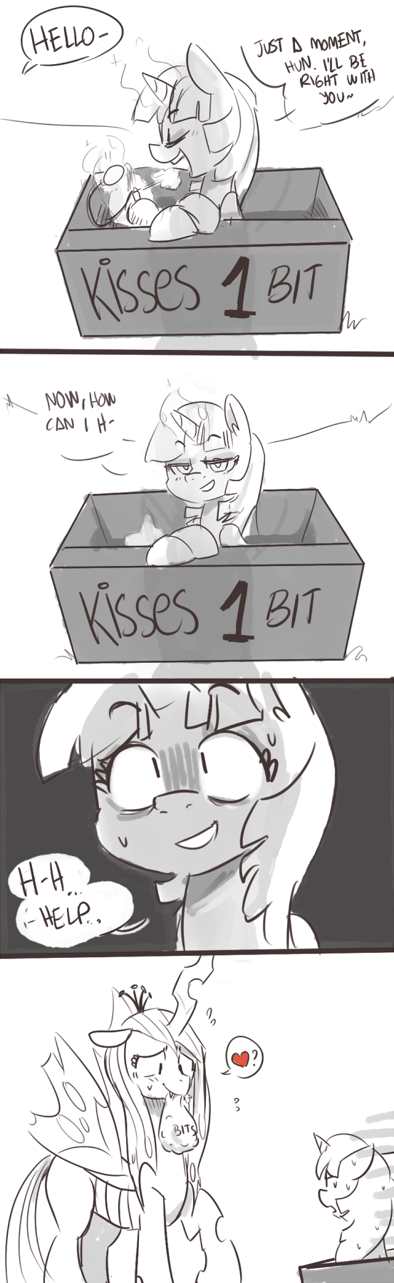 heyxieril: A quick comic thing with that Kissybit pony from the Big Mac comic, click