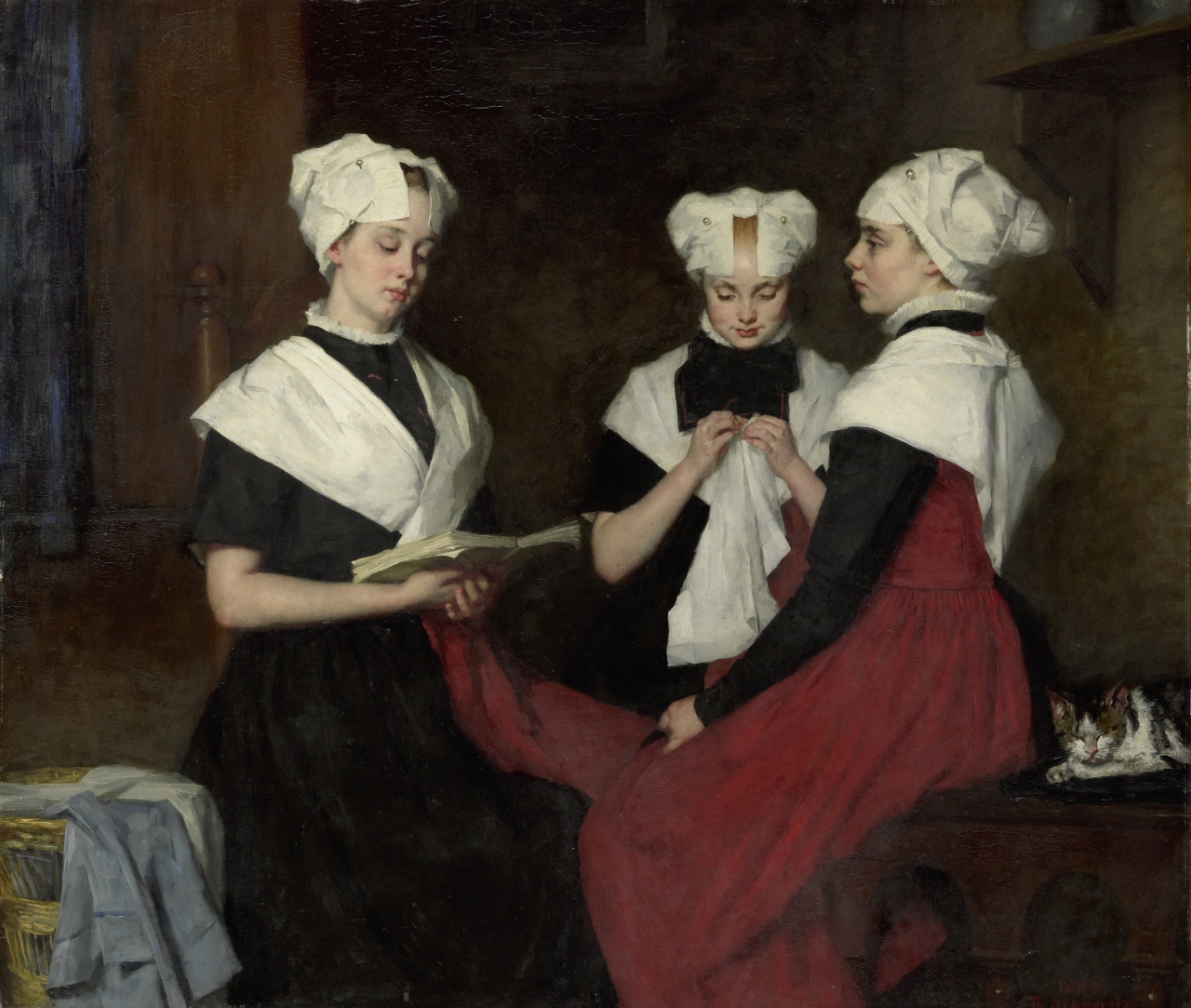 books0977:  Three Girls from the Amsterdam Orphanage (1885). Thérèse Schwartze