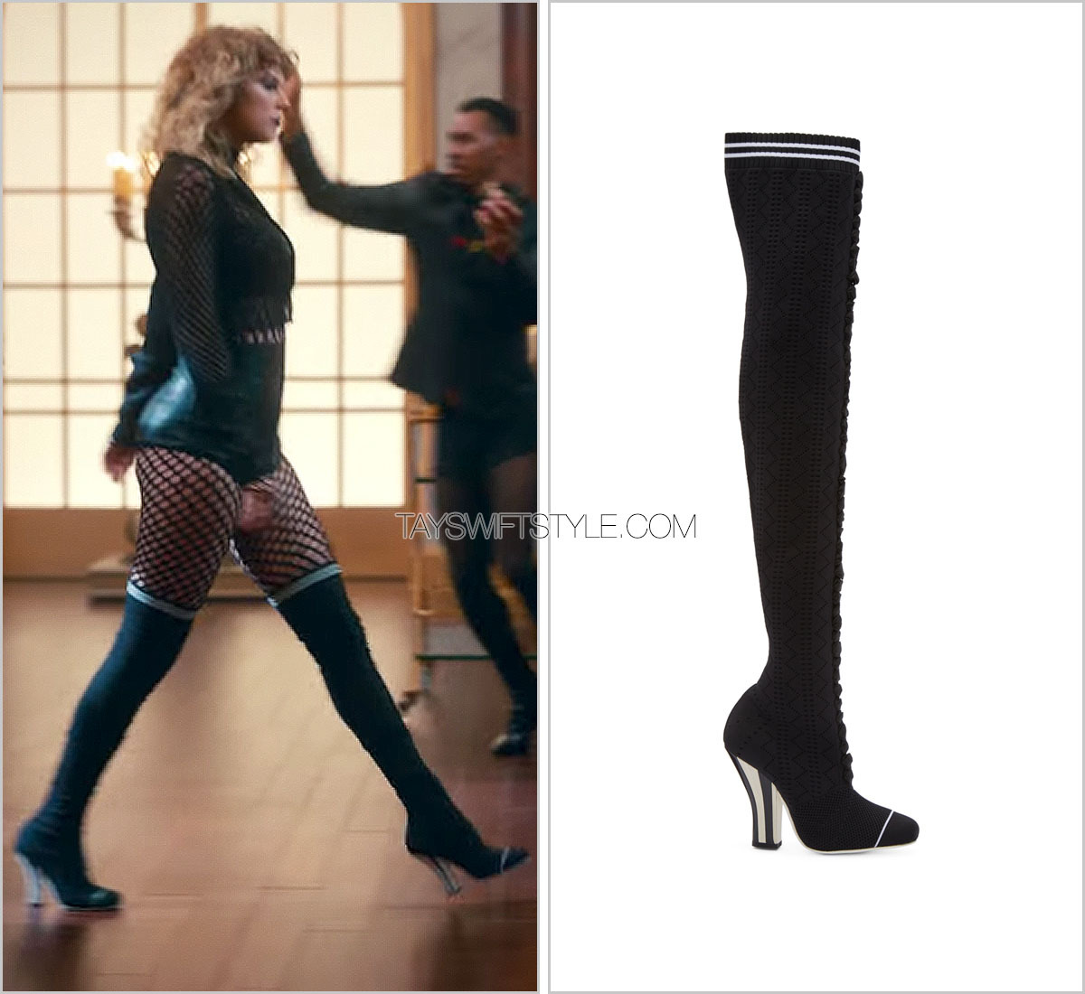 The thigh-high Louboutin Taylor Swift in her music video Look what