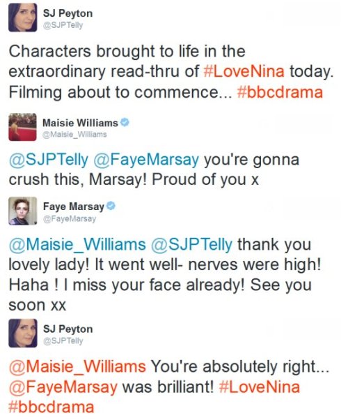 faye-marsay: Faye began the read-through for Love, Nina in England (September 8, 2015). Filming shou