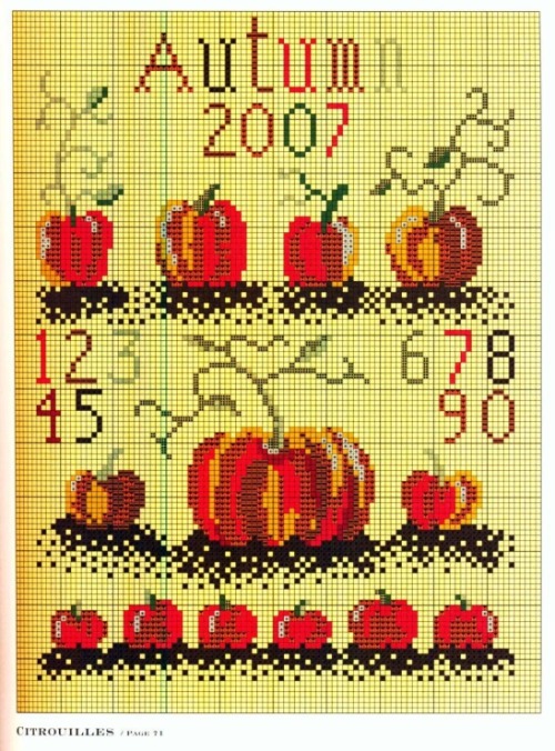 petitepointplace:Some autumnal patterns from Helen Wind’s “Country au point de croix.”