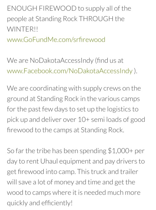 katthenazikiller: https://www.gofundme.com/srfirewood  Stand with Standing Rock. Let’s help complete this campaign! 