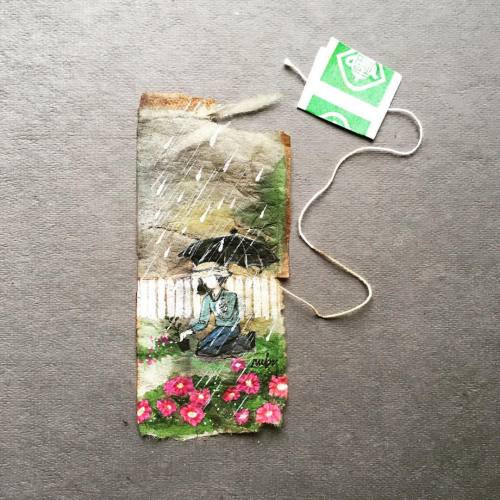 52 Weeks of Tea/18 May showers, June flowers? #recycledart #teabag #rainydays #52weeksoftea #rubysil