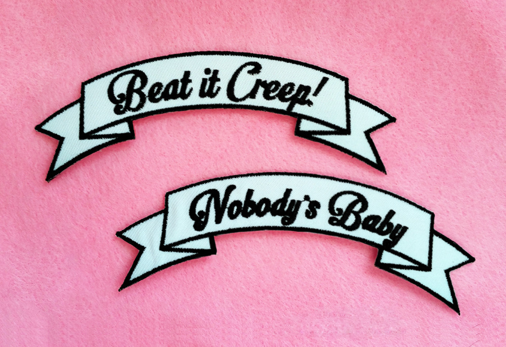 sugarbone:  ♥ SMALL BANNER PATCHES ♥ $5.25 ♥ available in black and pink