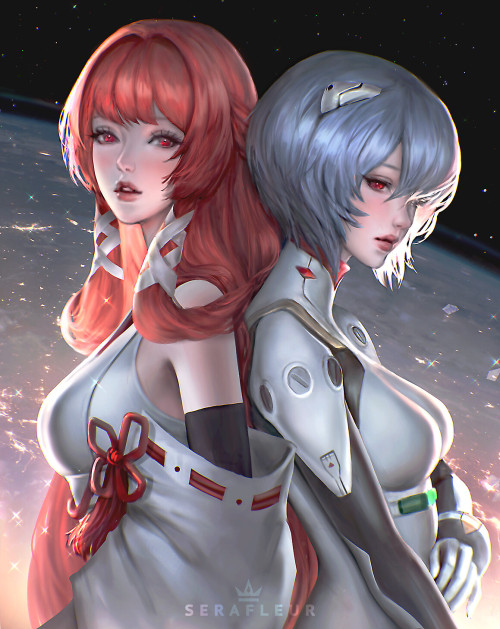 fantasy-scifi-art:  Erii Uesugi and Rei Ayanami