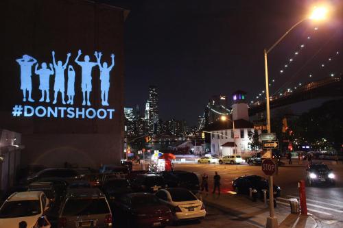 theilluminatormobilizer: The Illuminator projected this near the Brooklyn Bridge in solidarity with 