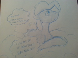 scruffy-scribbles:Doodling to kill some time before class, (I left all of my work at home…) Sorry Night Flurry…  x3!