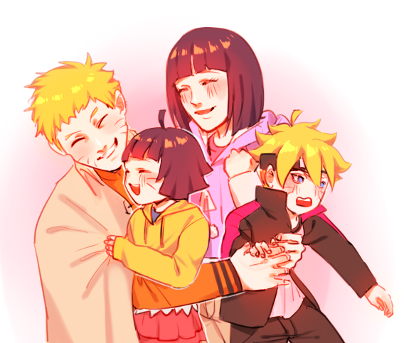 hellohan96:  Daddy loves mommy and his babies&lt;3Uzumaki hug time!! 