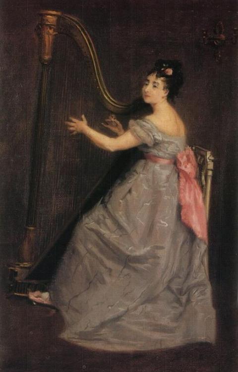 The harp player by Eva Gonzalès, c. 1873-74