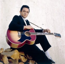 musicartistwisdom:  “Everybody was wearing rhinestones, all those sparkly clothes, and  cowboy boots. I decided to wear a black shirt and pants and see if I  could get by with it. I did and I’ve worn black clothes ever since. ”Johnny Cash